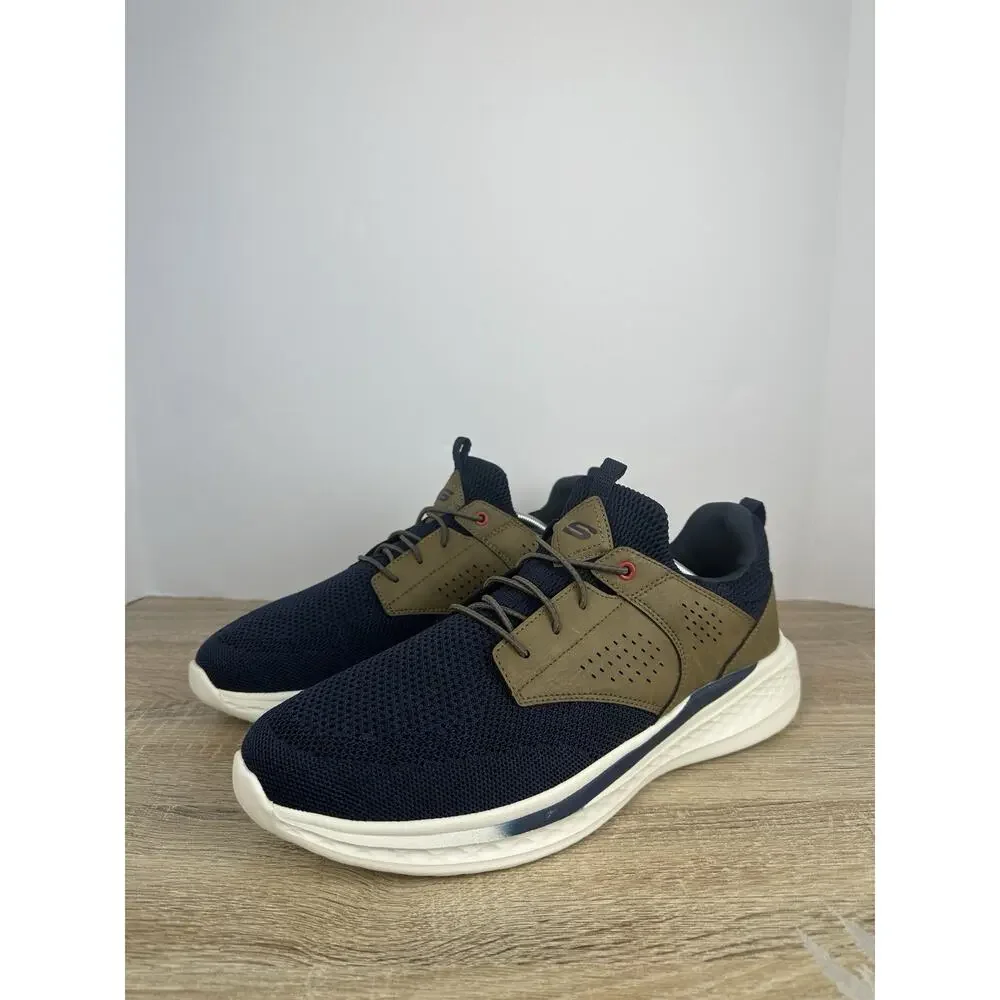 Skechers 210892 Relaxed Fit Air Cooled Memory Foam Men’s US 12 Navy Tan